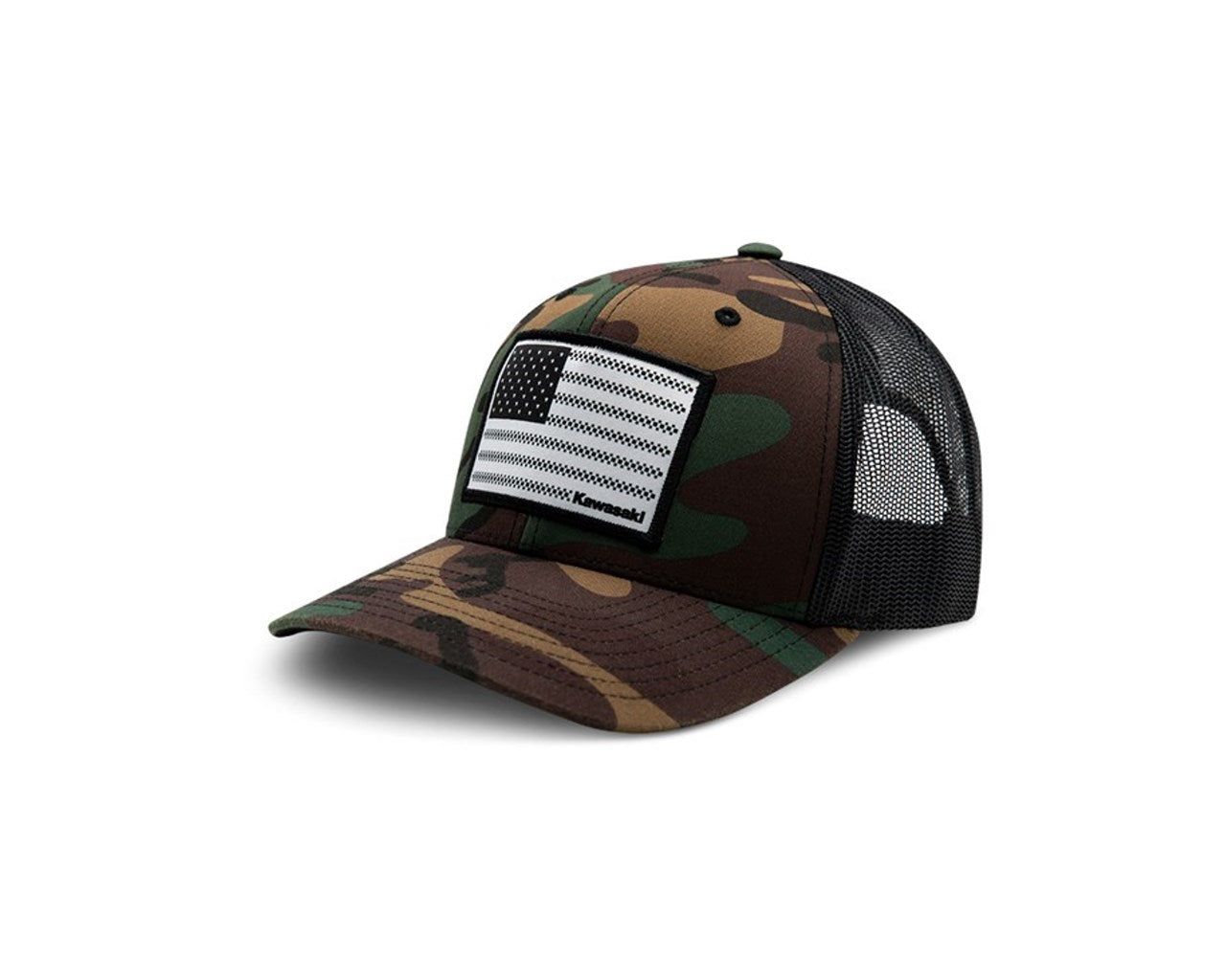 Kawasaki Flag Camo Patch Hat Mesh Adjustable Fit Adult Snapback K003-4108-GNNS
