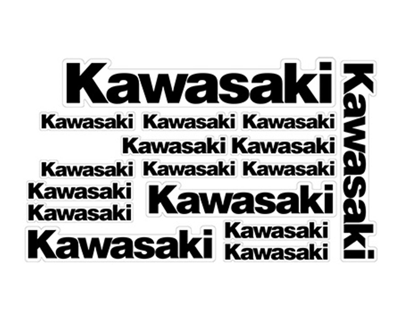 Kawasaki Decal Sheet 14 Cut Decals Black K062-9516-BKNS