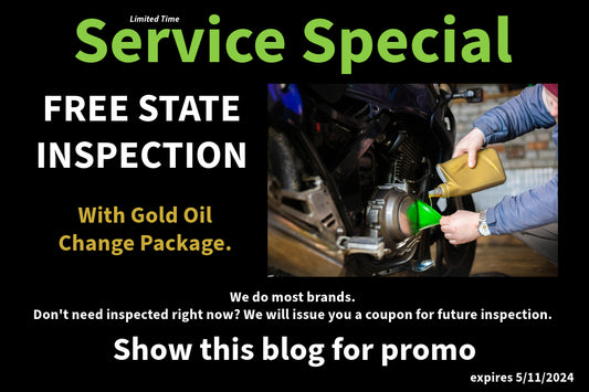 Free PA State Inspection with Gold Oil Change.
