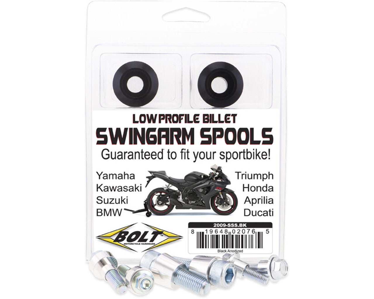 ProBoltUSA Swingarm Spools Black Multi-Fit Most Models 020-00151