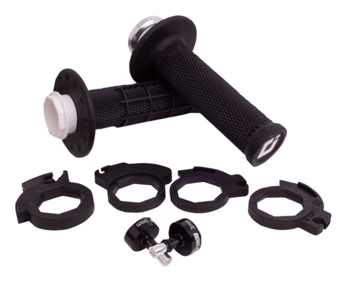 ODI Motorcycle Grips Micro-X Lock On Half Waffle Black/Silver H36MXB