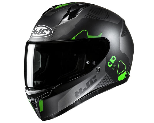 HJC  C 10 Motorcycle Full Face Helmet ASPA Black/Grey/Green 