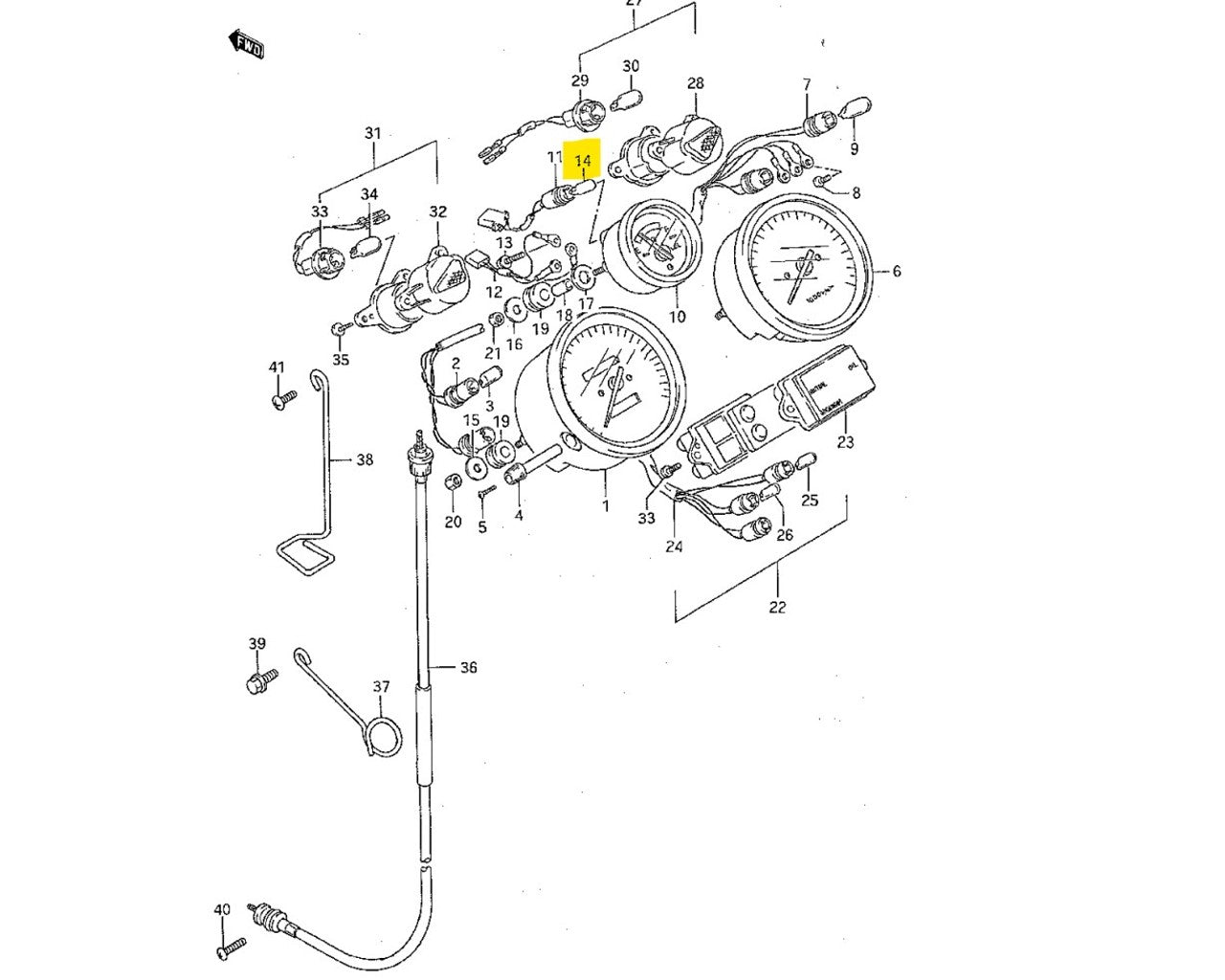 Suzuki OEM Speedo/Indicator Push Style Bulb 12V 1.7 watt T6.5 09471-12108