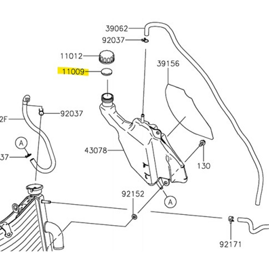 Kawasaki Radiator Coolant Tank Cap Gasket OEM 11009-1145