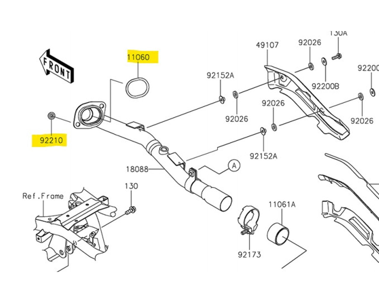 Kawasaki Exhaust Header Gasket Kit With Nut 2022-2025 KLR650 11060-1108-1-KIT