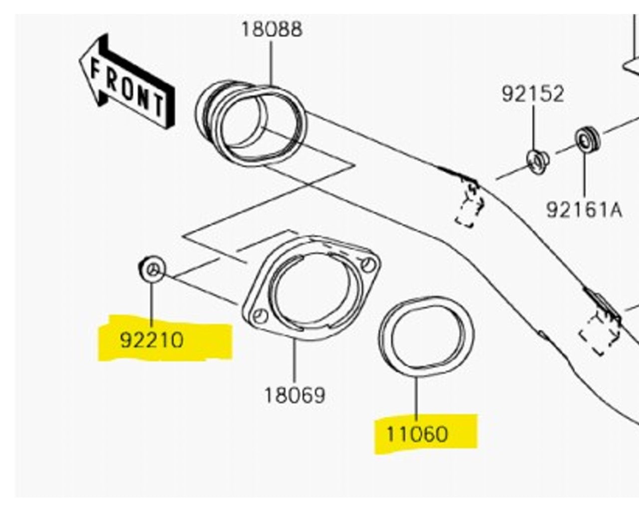 Kawasaki Exhaust Header Gasket Kit With Nut 2011-2018 KLR650 11060-1108-2-KIT