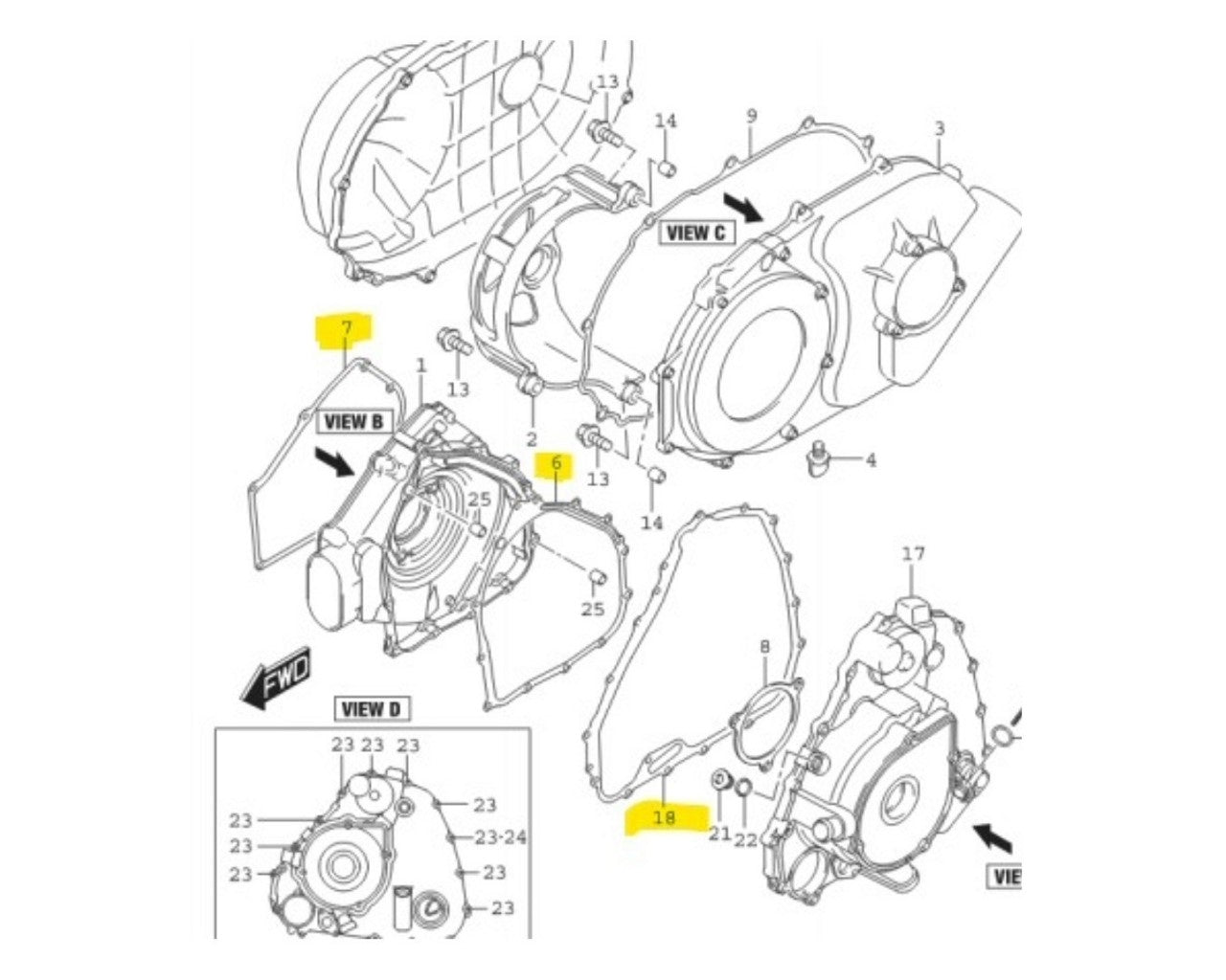 Suzuki OEM Left Engine Gaskets Kit Magneto/Clutch LTA-700 LTA-750 KingQuad 11484-31G00