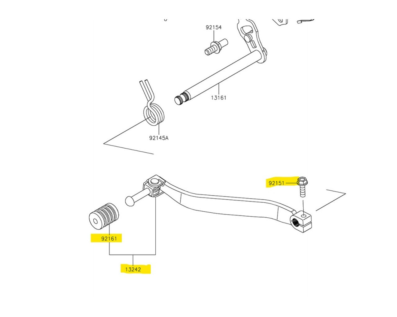 Kawasaki Gear Change Lever Kit with Bolt 2022-2025 KLR650 13242-0252-KIT