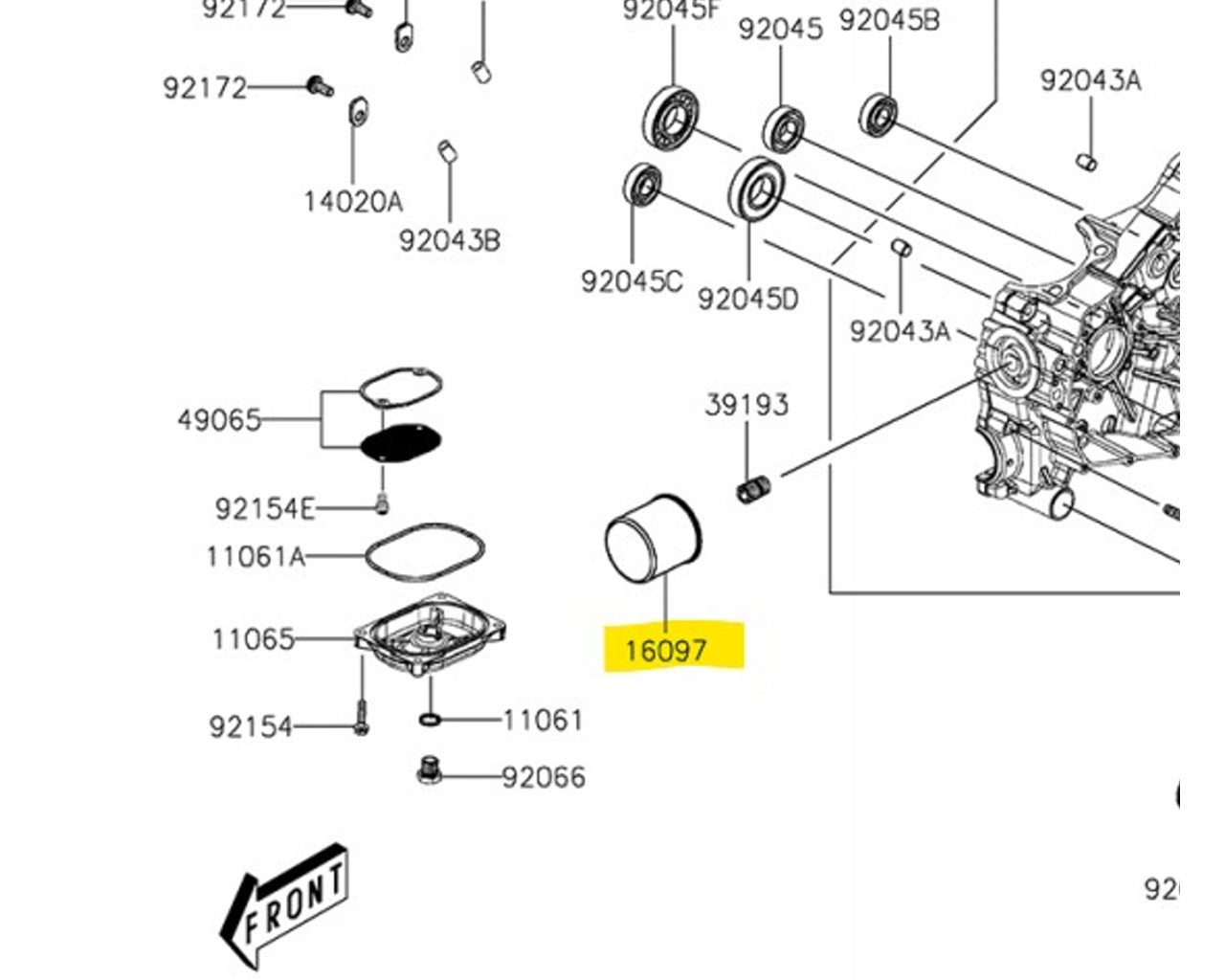 Kawasaki Oil Filter Brutefoce 450 16097-Y001