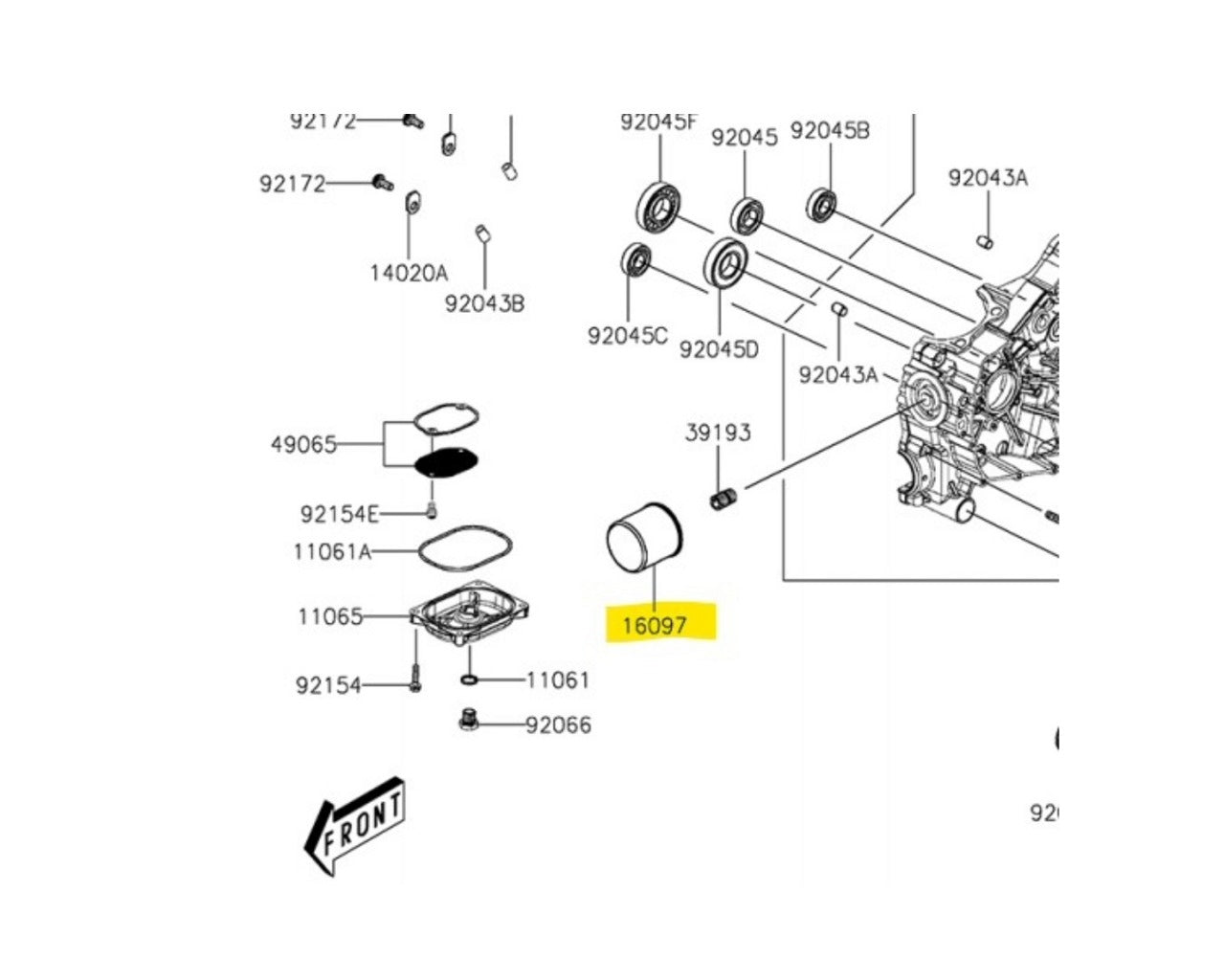Kawasaki Oil Filter / Crush Washer Kit KVF450 16097-Y001 11061-Y064