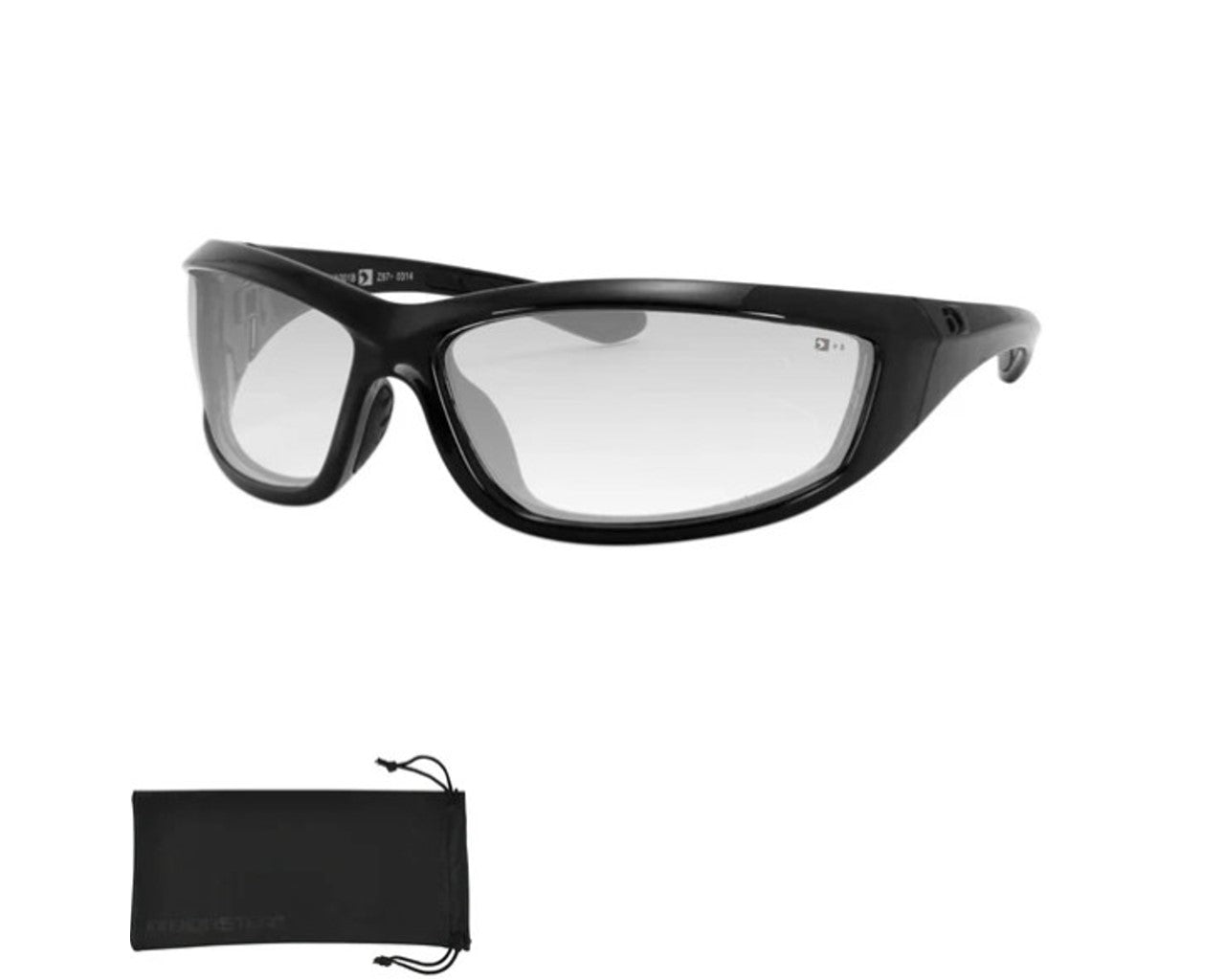 Bobster Charger Sunglasses Gloss Black Clear Lens ECHA001C