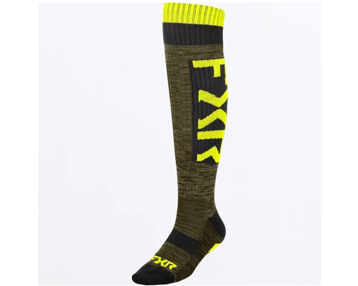 FXR Moto Sock One Size Army-HiVis Black 