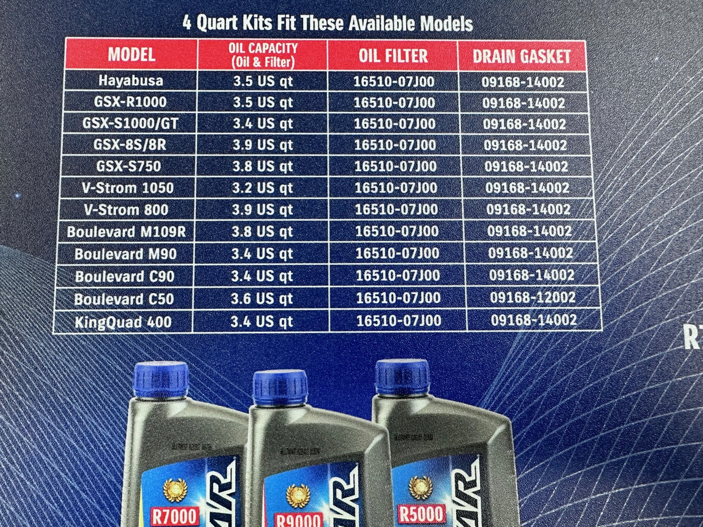 Suzuki ECSTAR R9000 Full-Synthetic 10W40 Oil Change Kit 4 Quarts 990A0-01E40-4KT