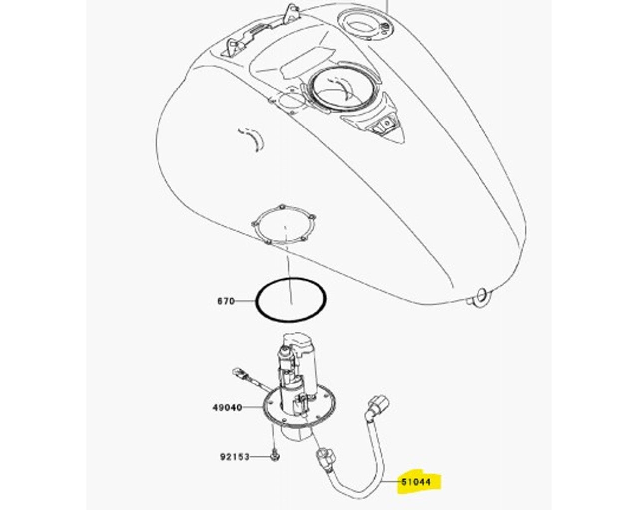 Kawasaki Tube Hose - Fuel Tank VN2000 51044-0013