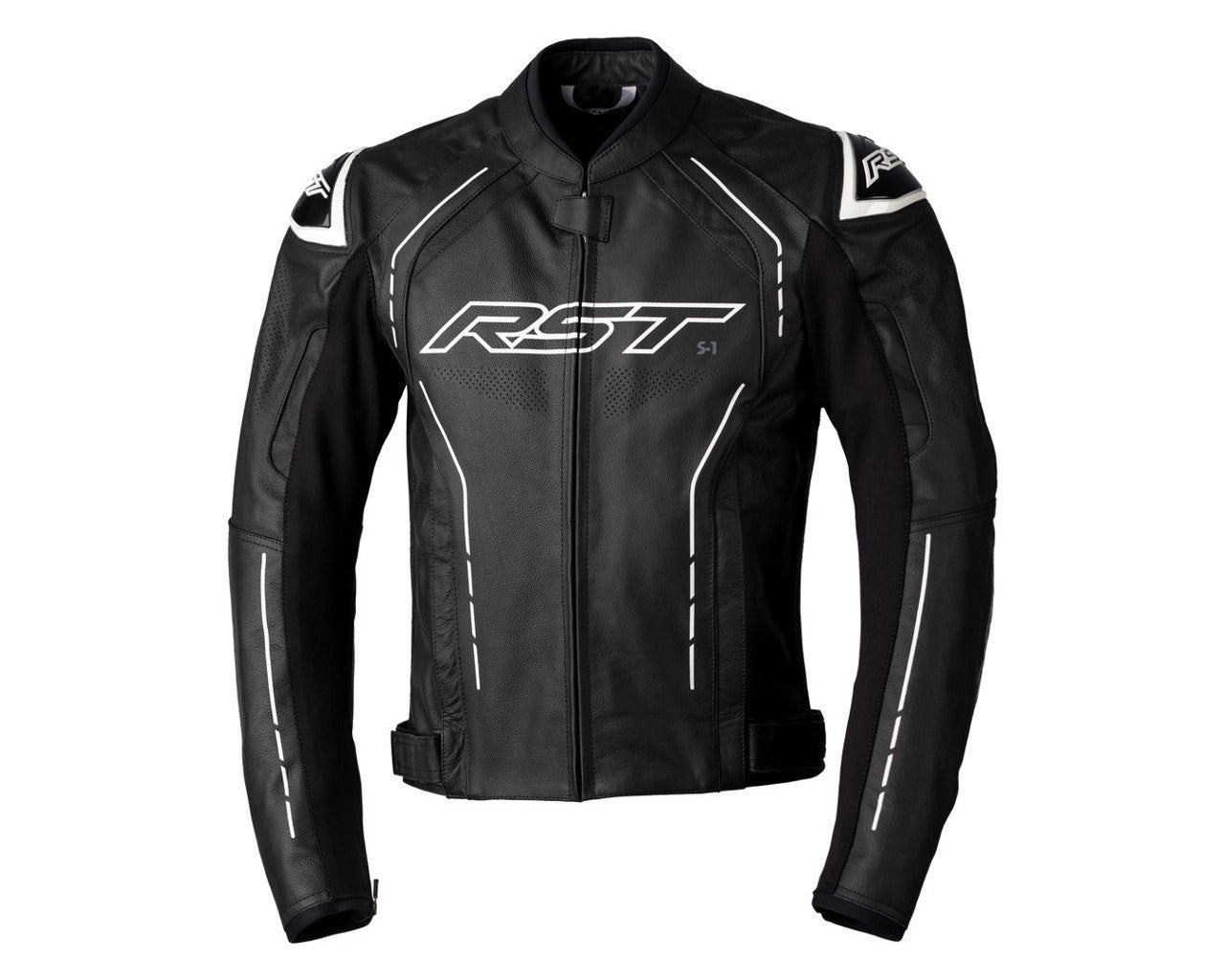 RST S1 CE Sportbike Motorcycle Jacket Black/White Leatheer Large 556-2977344