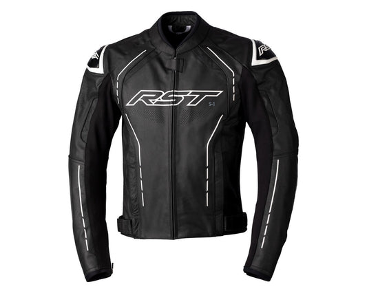 RST S1 CE Sportbike Motorcycle Jacket Black/White Leatheer Large 556-2977344