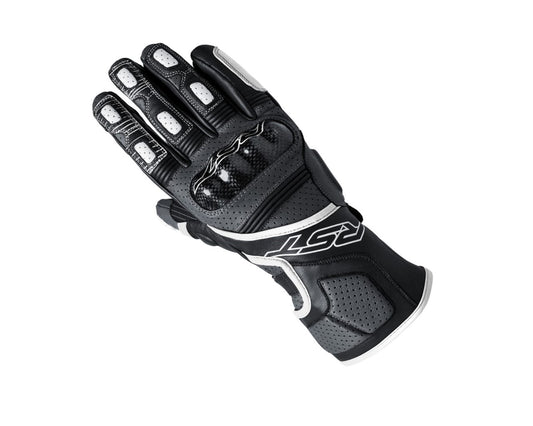 RST Fulcrum CE Full Leather Motorcycle Sport Glove Grey/White/Black 