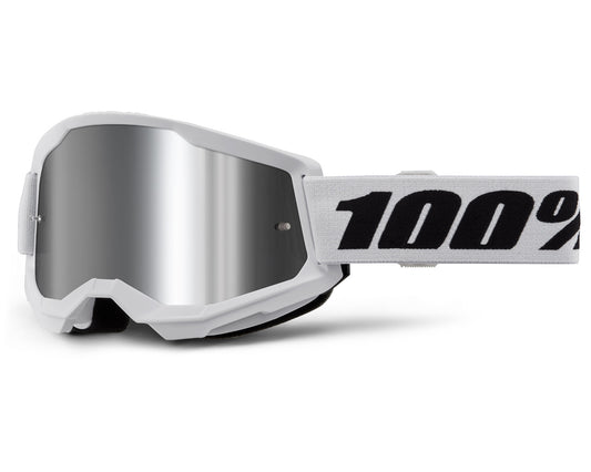 100% Goggles Strata 2 White Goggles Silver Lens 5652-1009-00