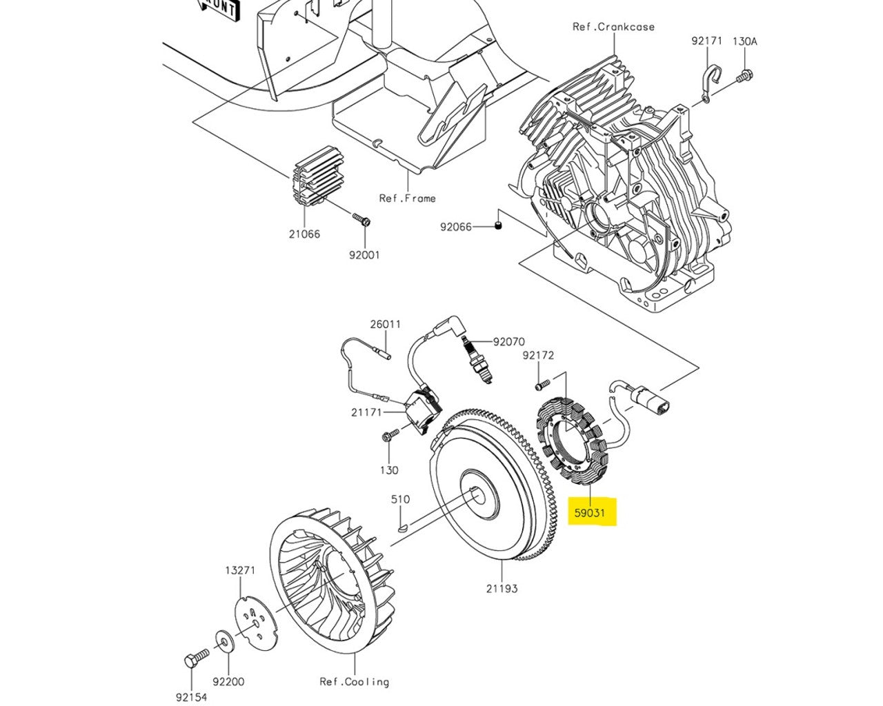 Kawasaki OEM Stator Charging Coil KAF400 Mule SX 2005-2026 59031-2132