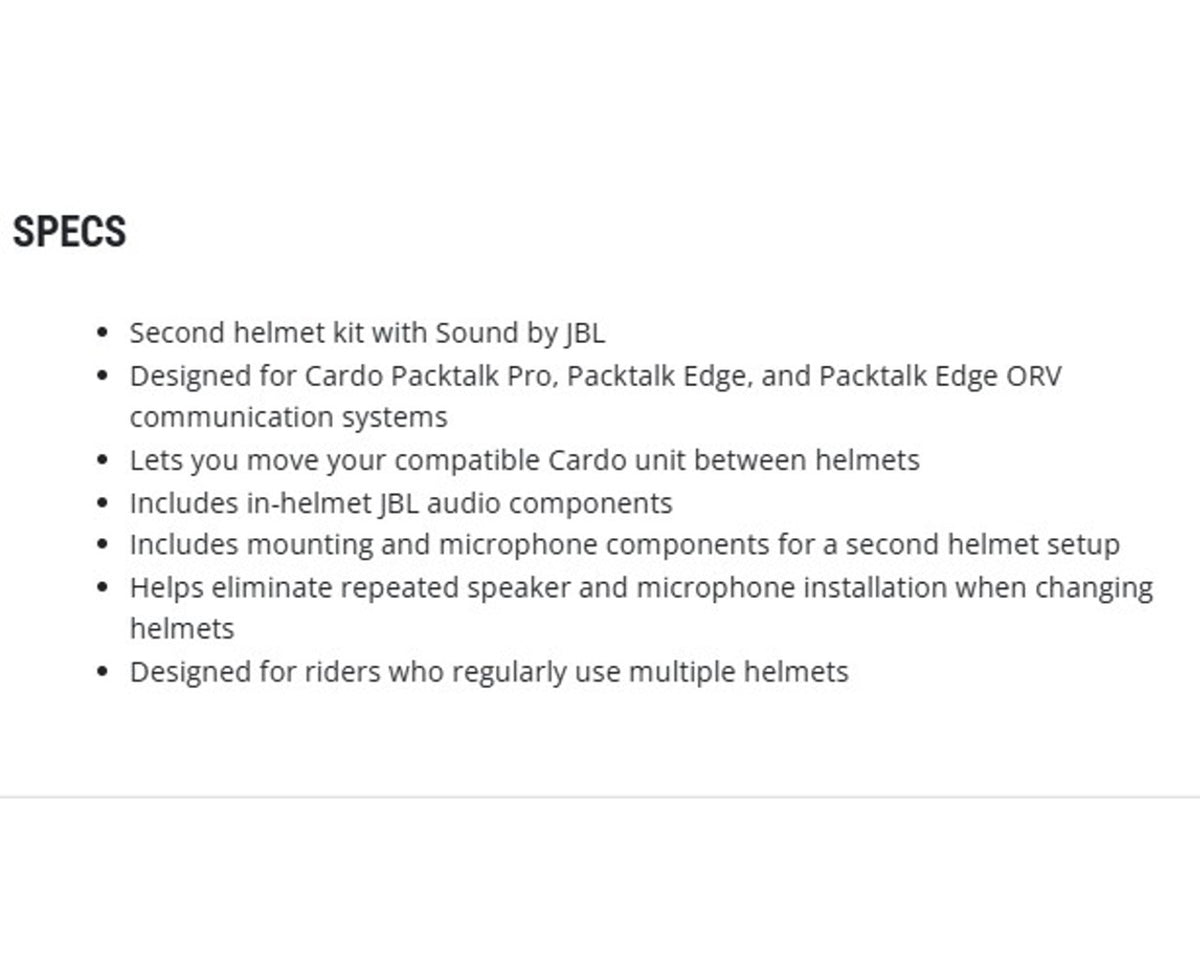 Cardo Packtalk Pro/Edge 2nd Helmet JBL Kit ACC00011
