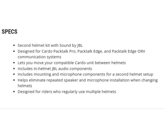 Cardo Packtalk Pro/Edge 2nd Helmet JBL Kit ACC00011