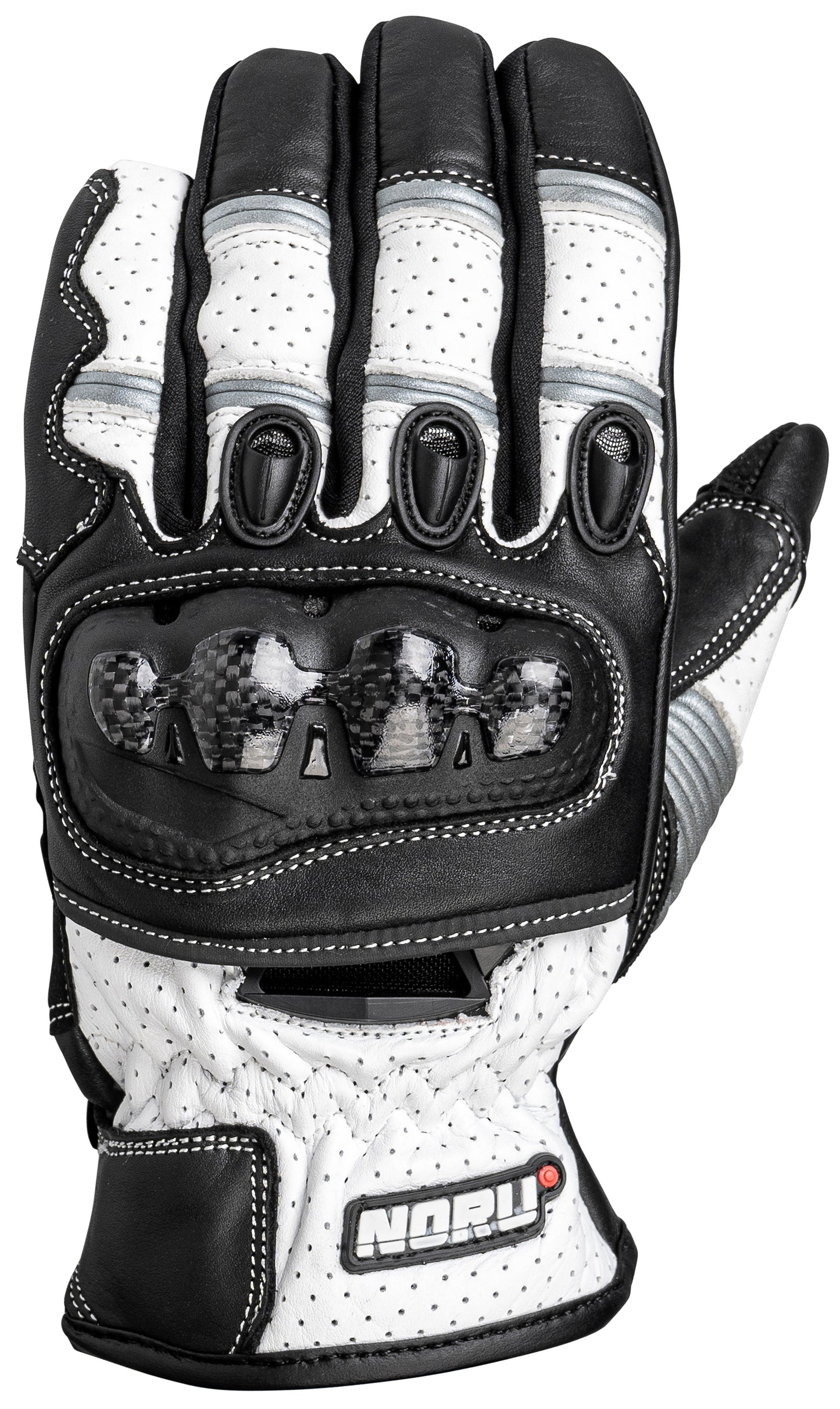 Noru Tekko Leather Sport Bike Glove Black / White 