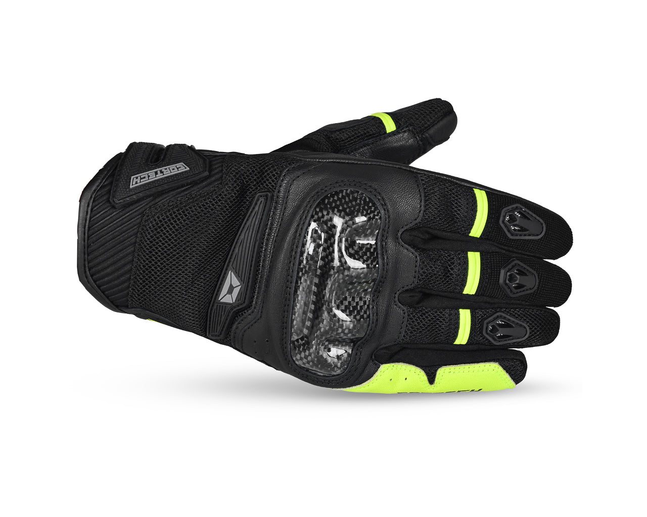Cortech Sonic-Flo Motorcycle Street Bloves Carbon Fiber H-Viz Black 