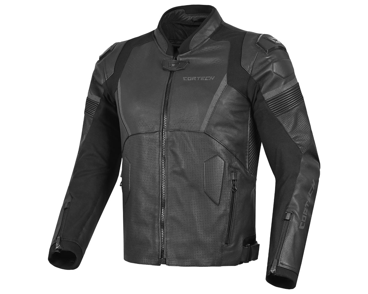 Cortech REVO Leather Motorcycle Sport Jacket Black 