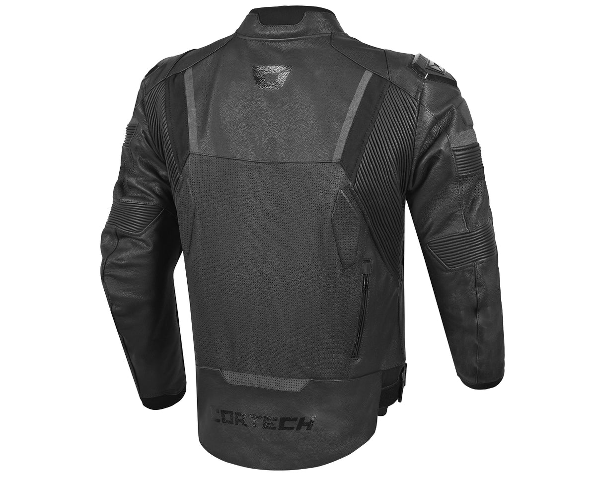 Cortech REVO Leather Motorcycle Sport Jacket Black 