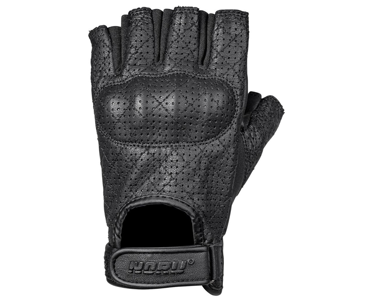 Noru Kote Fingerless Leather Motorcycle Glove Black 