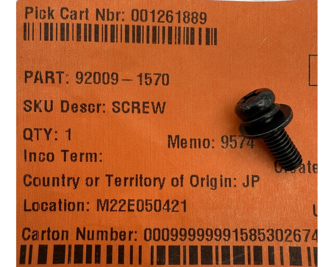 Kawasaki OEM Screw Factory Part 92009-1570