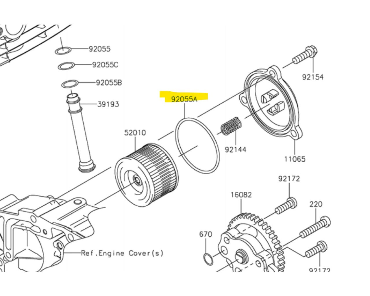 Kawasaki Oil Filter Cover O-Ring Gasket KLX140R 92055-0190