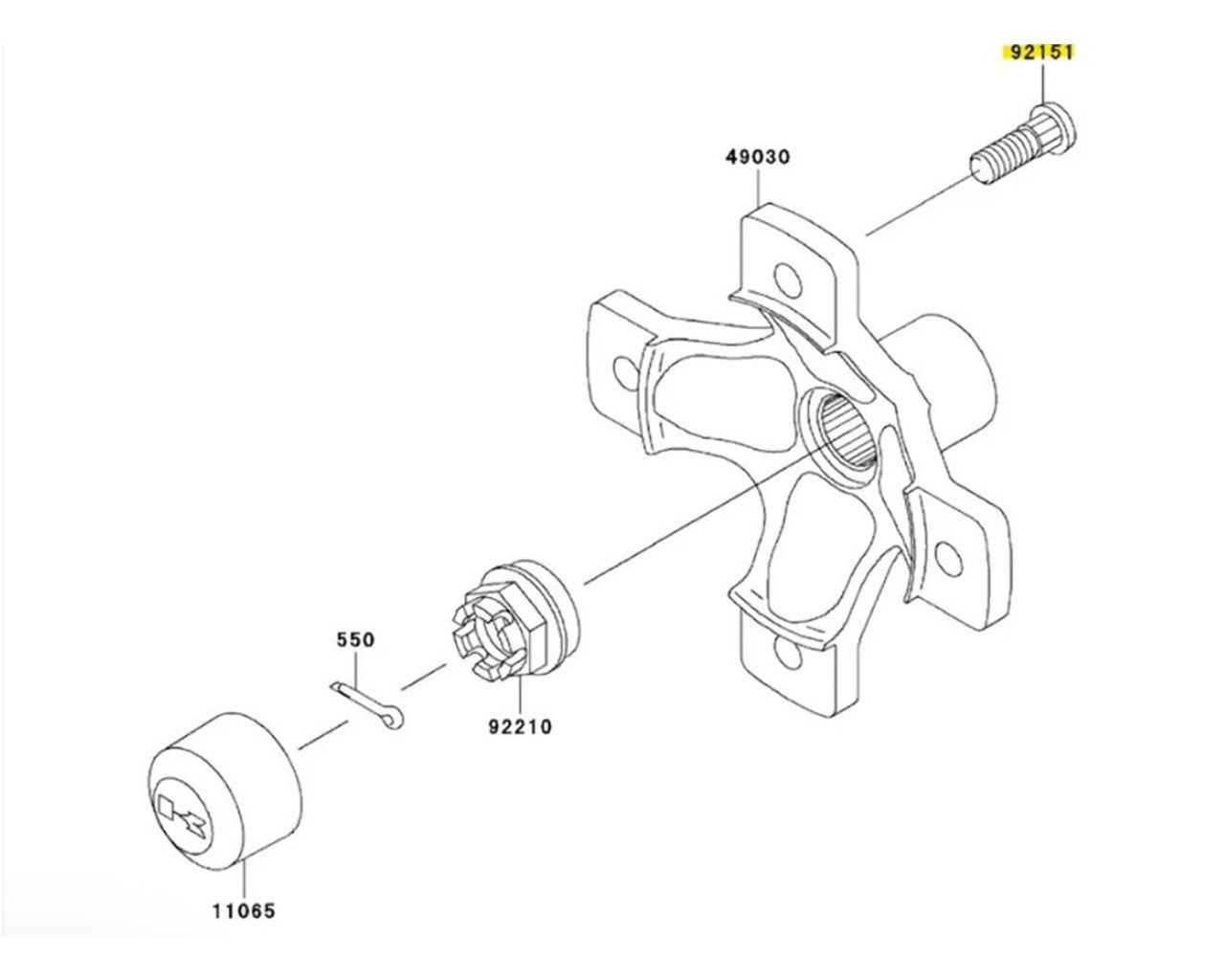 Kawasaki Wheel Stud Bolt Kit of 2 10x29.5 ATV 750 650 Bruteforce 360 KFX450 92151-1392-KIT1