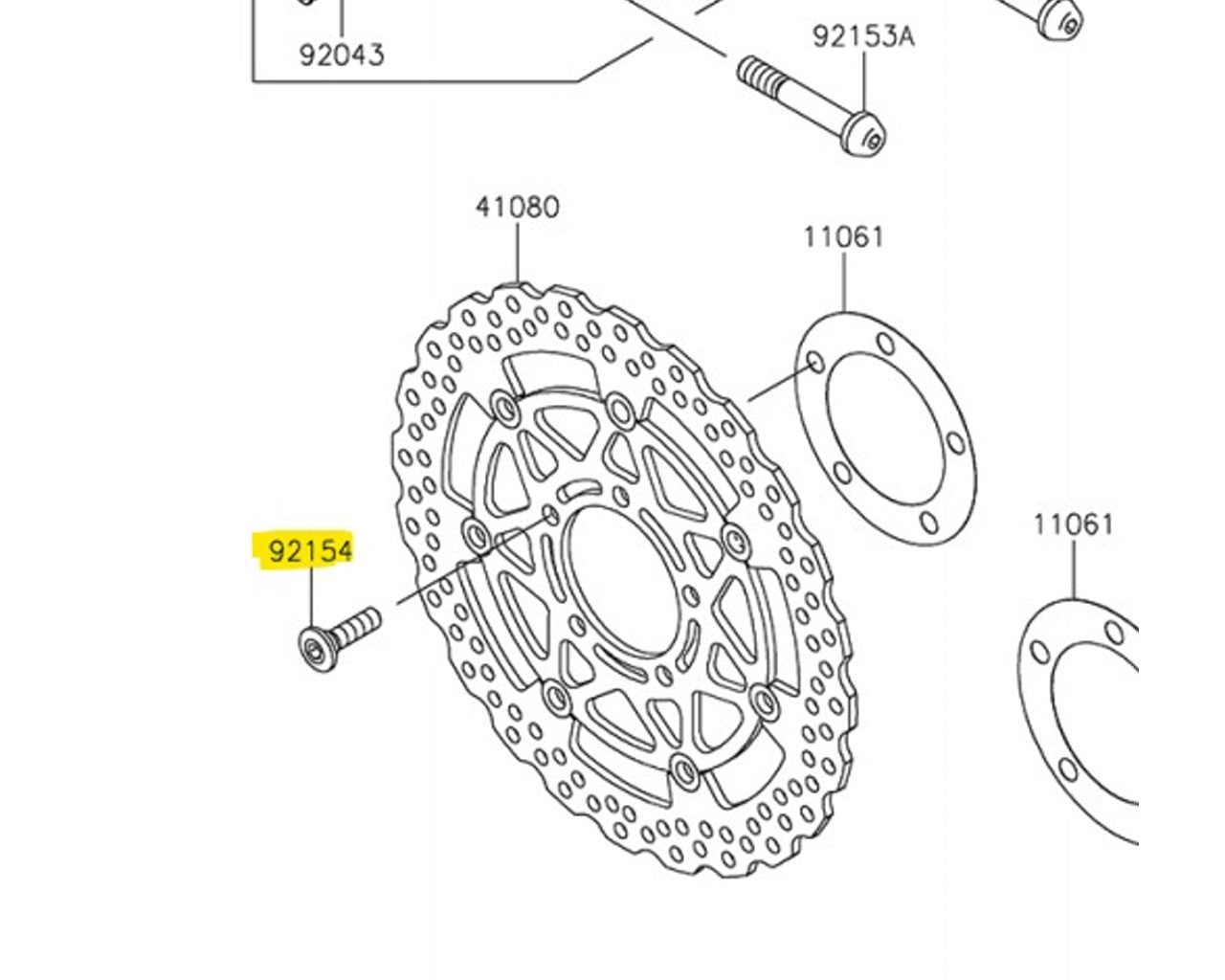 Kawasaki OEM Rotor Disc Bolt, Socket 8x30mm 92154-1865