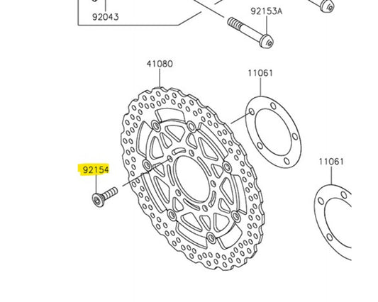 Kawasaki OEM Rotor Disc Bolt, Socket 8x30mm 92154-1865
