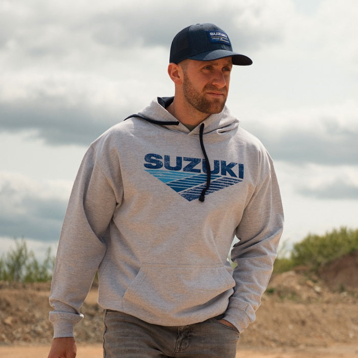 Suzuki Retro Contrast Hoodie Grey