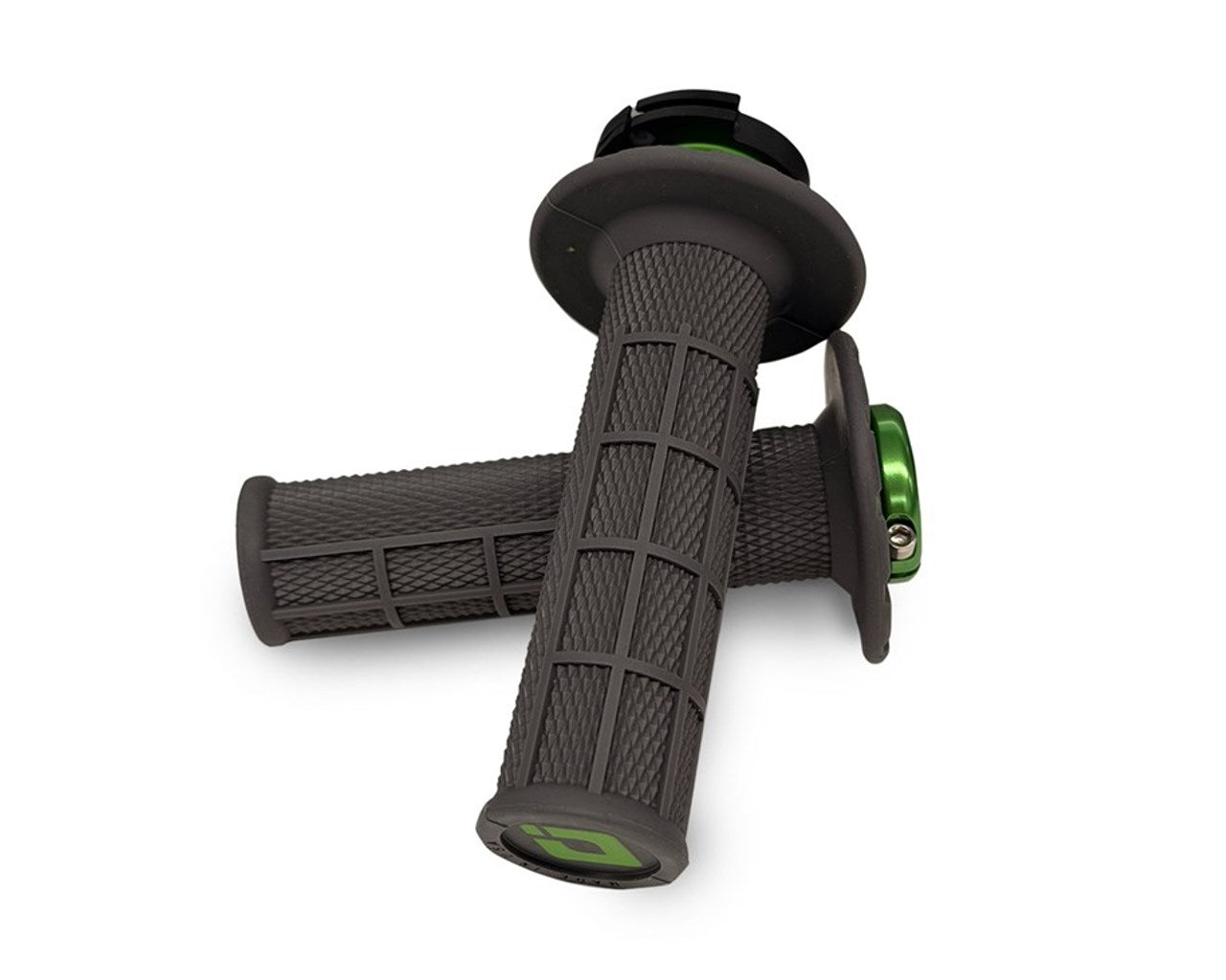 Kawasaki ODI Lock-On MX Half Waffle Grip Kit Green/Graphite KX KLR KLX 99969-3996