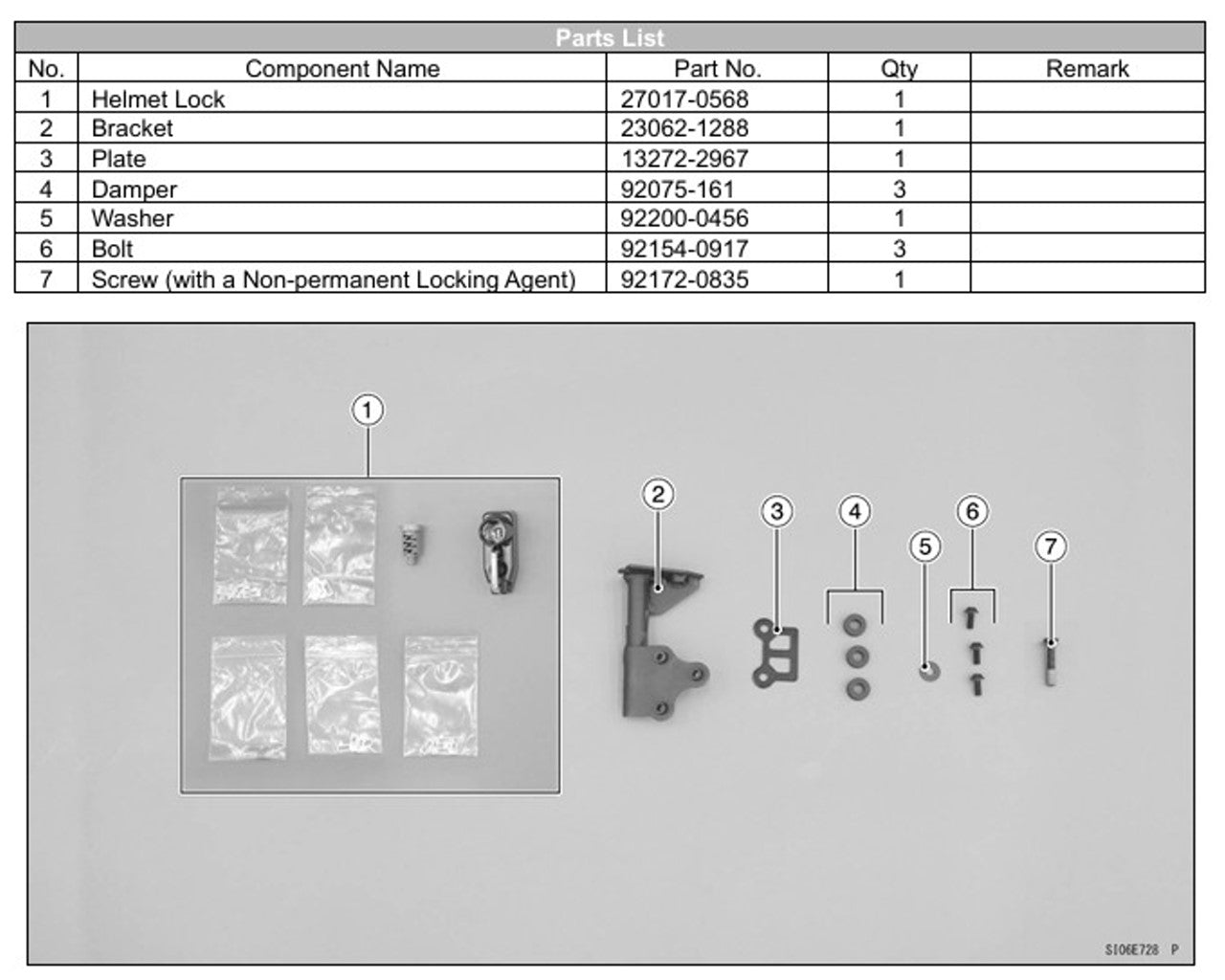 Kawasaki Helmet Lock Kit Z650 Ninja 650 2023+ 99994-1831