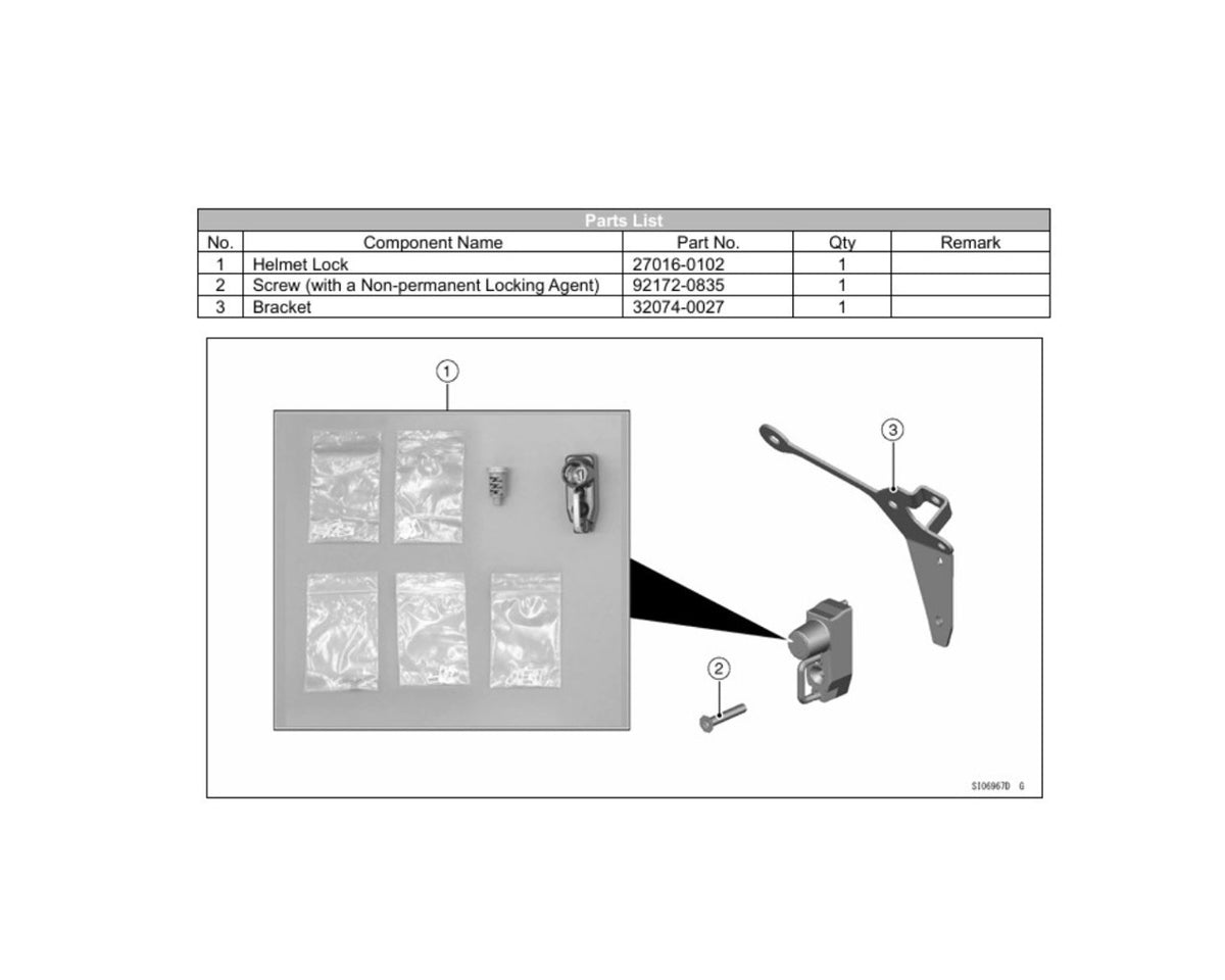 Kawasaki OEM Helmet Lock Kit ZX6R Ninja 99994-1934