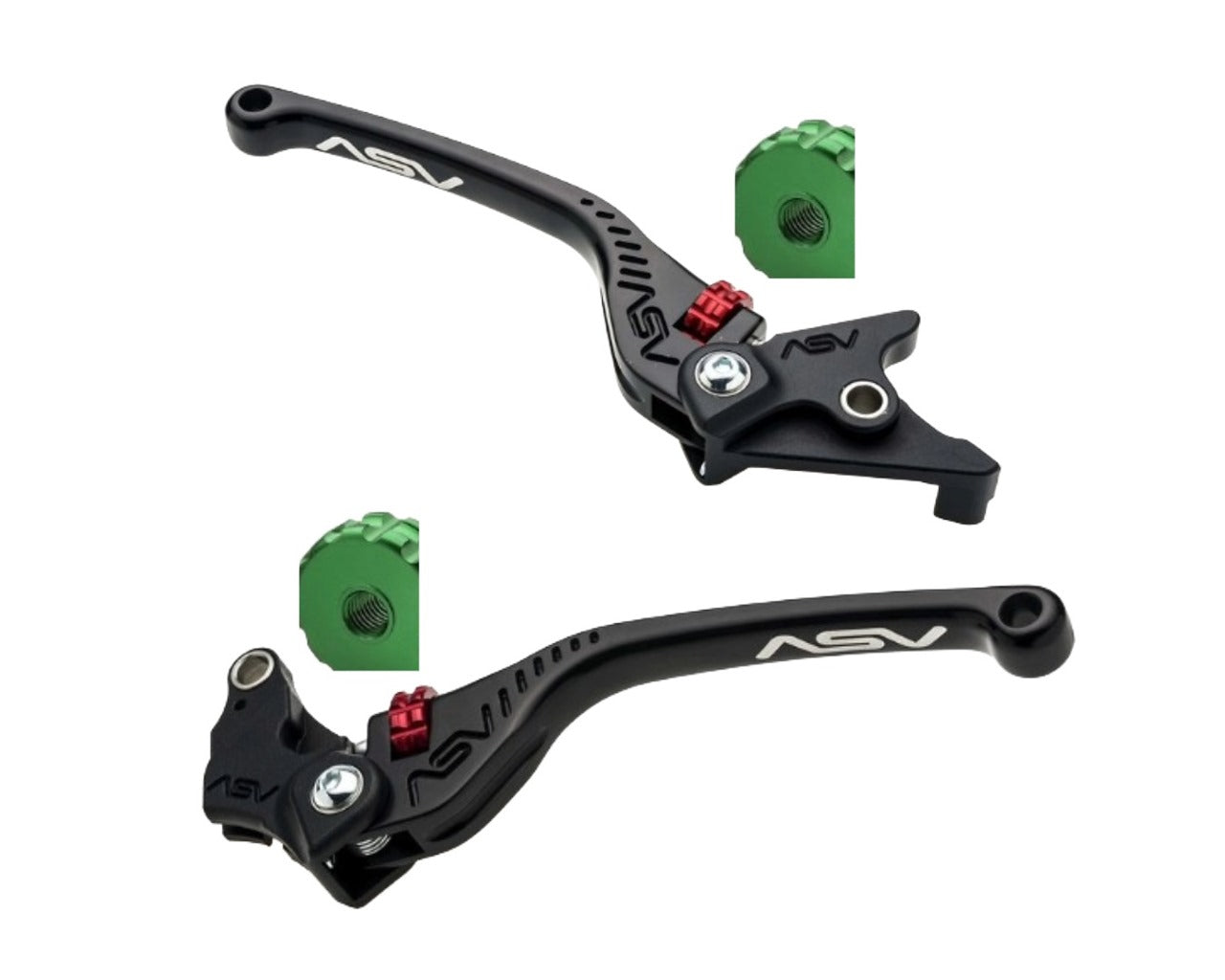 ASV Inventions Shorty Clutch Brake Lever Kit Green Dial Kawasaki  ZX6R 2019+ Z900RS  BRF311CRF342-G