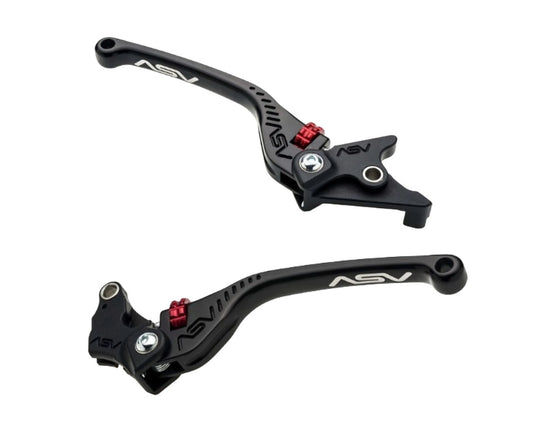 ASV Inventions Shorty Clutch Brake Lever Kit Red Dial Kawasaki ZX6R 2019+ Z900RS  BRF311CRF342-R