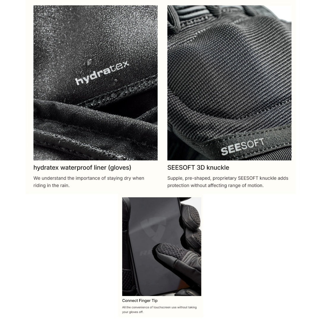 REV'IT! Duende H2O Waterproof Spring/Fall Gloves Black 