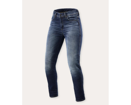 REV'IT! Women's Marley Skinny-Fit Motorcycle Riding Blue Jeans Black 