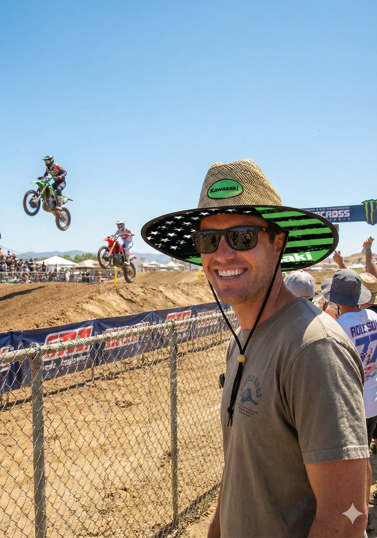 Kawasaki Flag Straw Hat Team Green  KFG5-4148-GNNS