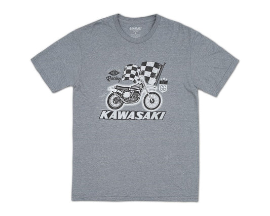 Kawasaki Heritage MX Retro Vintage T-Shirt Grey 