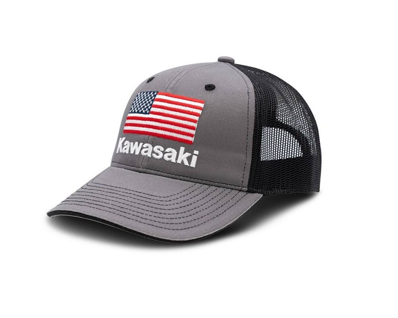 Kawasaki Curved Bill USA Flag Hat  K005-4134-CHNS