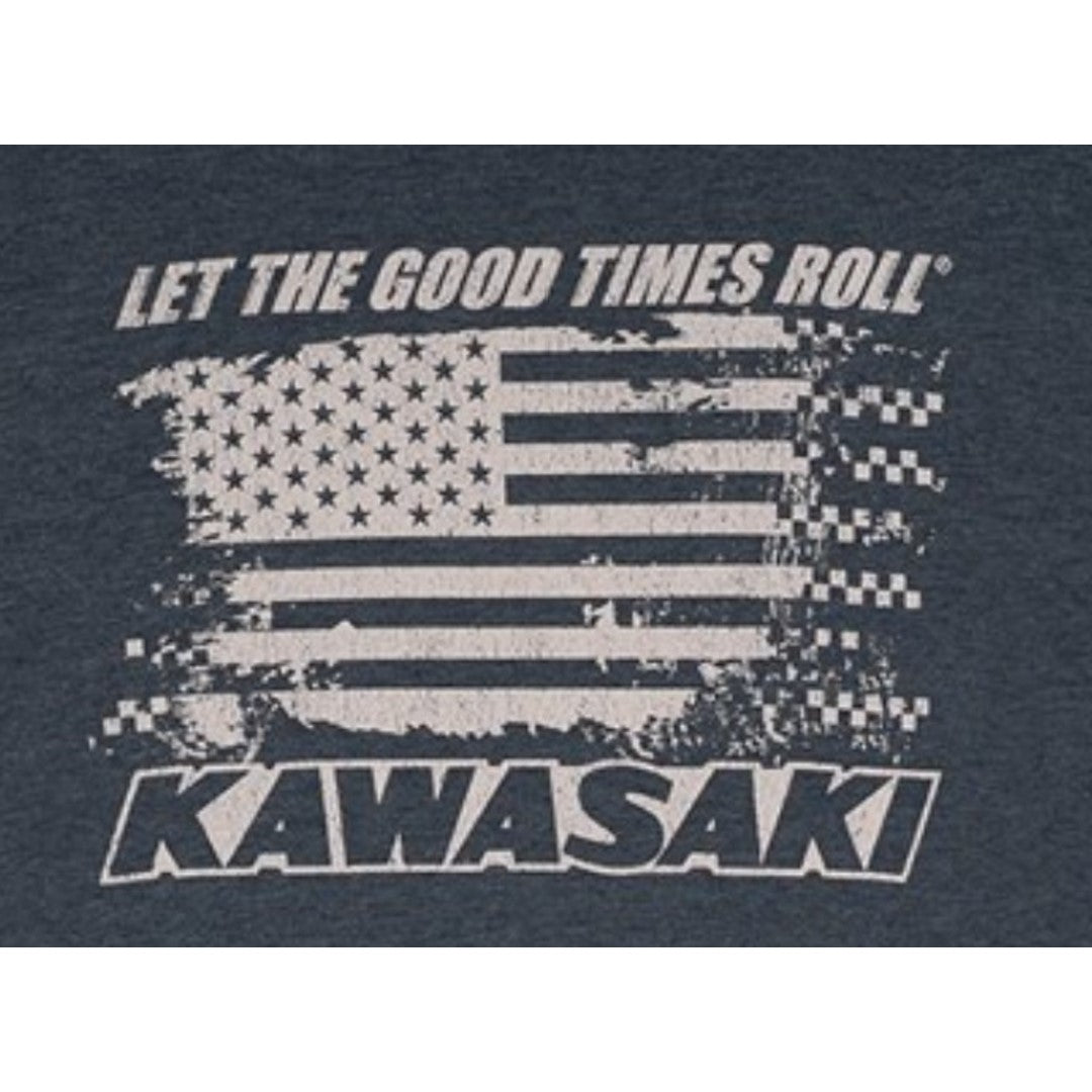 Kawasaki Heritage USA Flag T-Shirt Blue 
