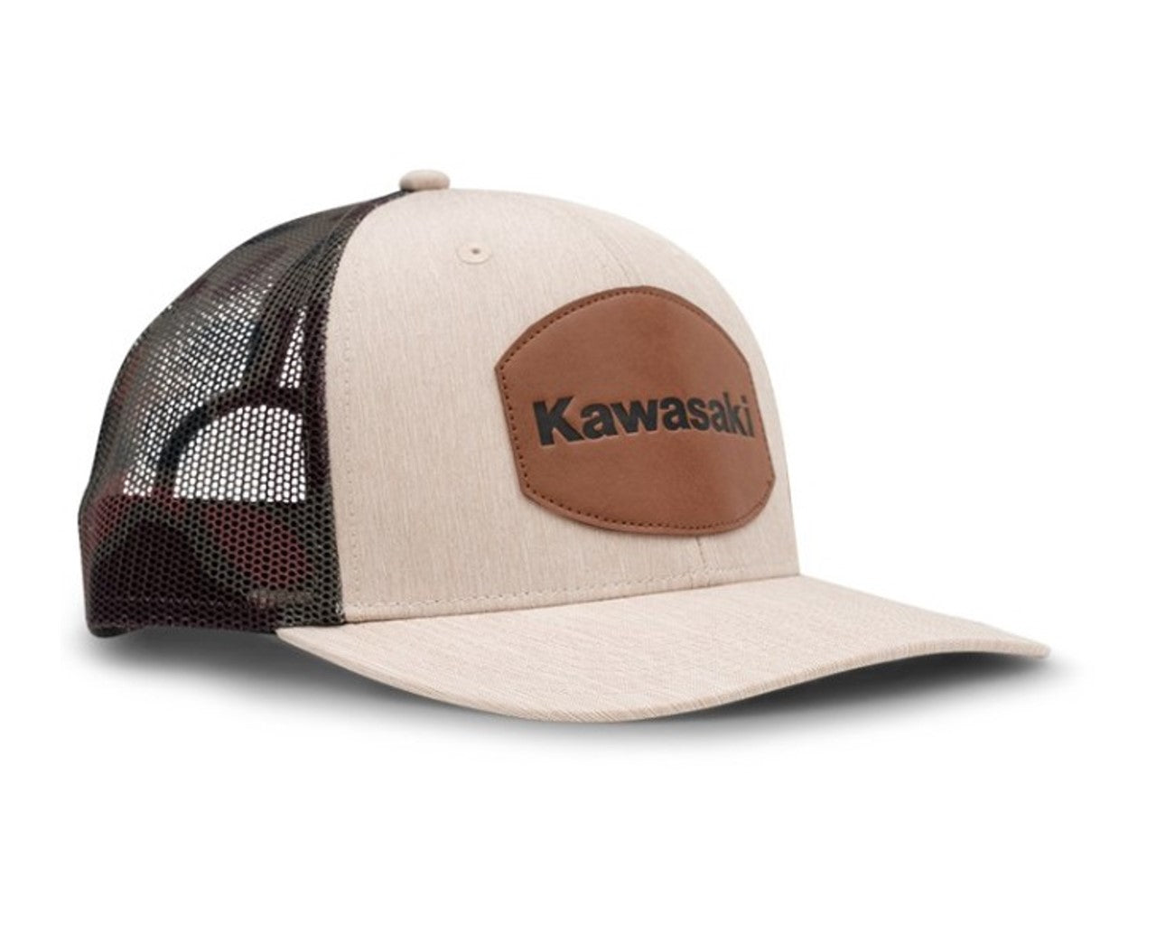 Kawasaki Camo Camp Leather Patch Cap K006-4157-BRNS