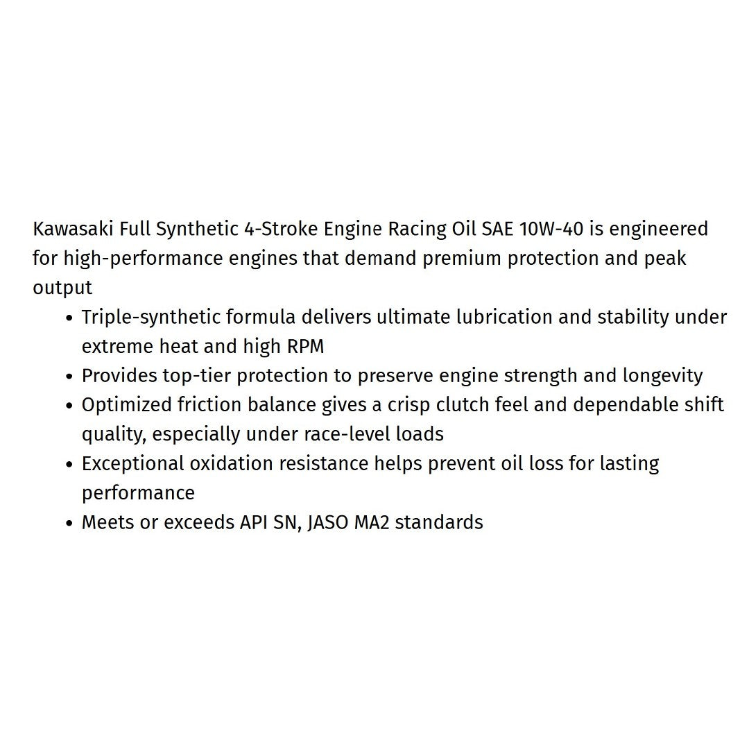 Kawasaki KPO Full Synthetic 4-Stroke Oil 10W40 3 Gallon Case Kit K61021-50R-01Q