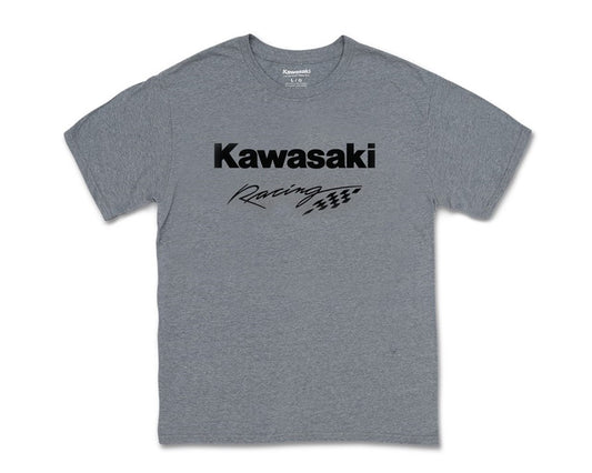 Kawasaki Racing Checkered Flag T-Shirt Grey 